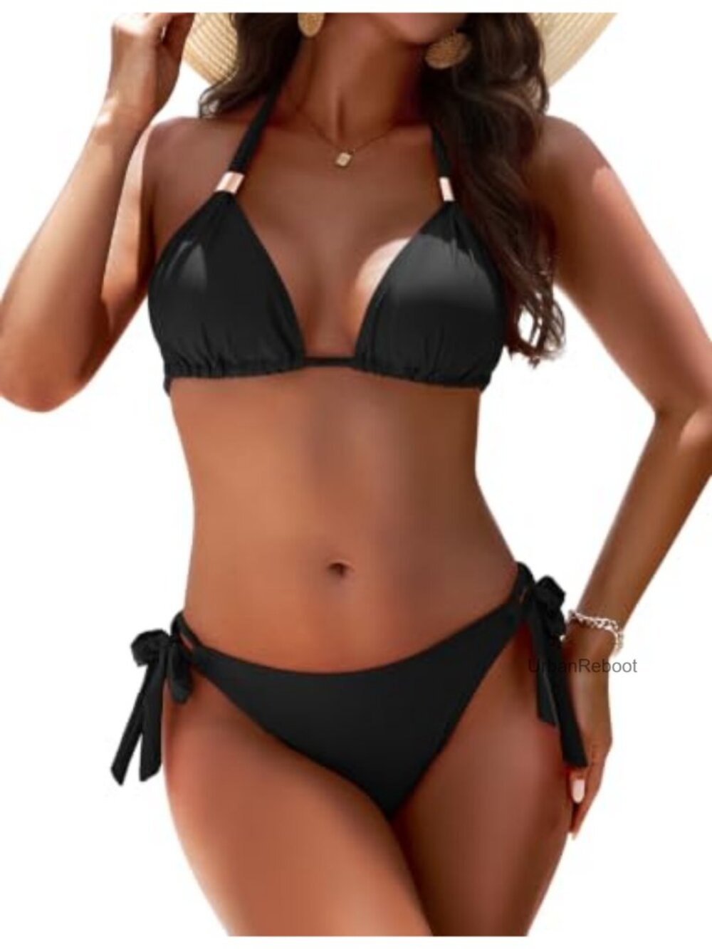 Women Triangle Bikini Set Halter Two Piece Swimsuit Nylon Spandex